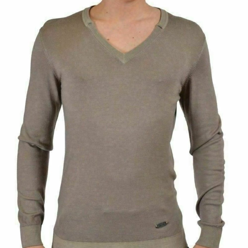 Just Cavalli Men's Grey 100% Wool V-Neck Sweater